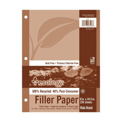 PAPER FILLER ECOLOGY 8X10.5 WIDE RULED PK OF 150