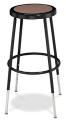 STOOL - NATIONAL PUBLIC SEATING HEAVY DUTY STEEL STOOL - HARDBOARD INSET - BACKREST - 25-33 IN ADJ HEIGHT - BLACK