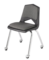 CHAIR - CLASSROOM SELECT - ROYAL SEATING 1100 4-LEG CHAIR - PADDED SEAT AND BACK - 18 IN - SPECIFY SEAT AND BACK COLOR - SPECIFY FABRIC COLOR - CHROME - CASTER