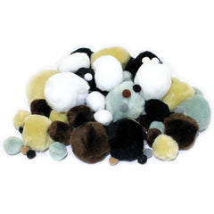 Pom Poms Assorted Animal Cols Pk100