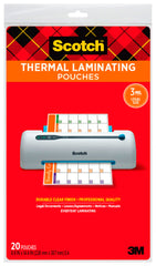LAMINATING POUCHES - SCOTCH LEGAL SIZE 9 X 14-1/2 IN - 3 MIL - PK OF 20