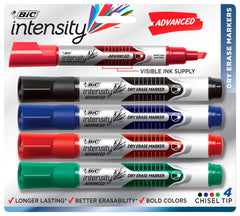 MARKER DRY ERASE ADVANCED CHISEL ASST SET OF 4