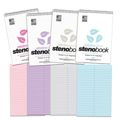NOTEBOOK STENO 6X9 GREGG RULED ASST COLORS 80 SHTS ENVIROSHADES PK OF 4