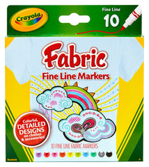 MARKERS CRAYOLA FABRIC FINELINE ASST COLORS SET OF 10