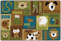 CARPETS FOR KIDS - KIDSOFT ANIMAL SOUNDS TODDLER - 6 FT X 9 FT RECTANGLE - NATURE