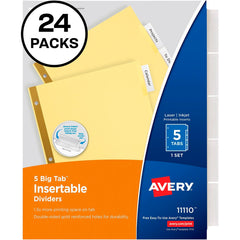 DIVIDER INSERT 5 TAB BUFF/CLEAR 24 SETS AVE11113