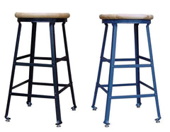 STOOL - MONTISA - ELTON SERIES ANGLE LEG - WOOD SEAT - 26 IN - SPECIFY FRAME COLOR