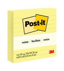 POST-IT NOTE 4X4 LINED CANARY YELLOW PACK OF 12