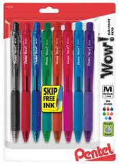 PEN WOW! RETRACTABLE BALLPOINT 1.0MM ASST CLRS SET OF 8