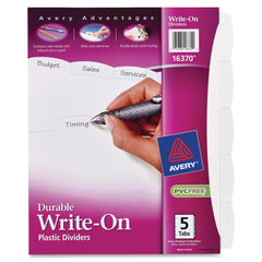 DIVIDER WRITE/ERASE BIG TABS 5 TAB WHITE AVE16370