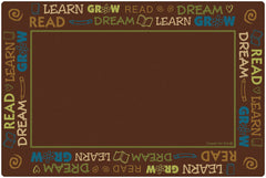 CARPETS FOR KIDS - PREMIUM READ TO DREAM BORDER - 6 FT X 9 FT RECTANGLE - BROWN