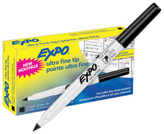 DRY ERASE MARKERS EXPO LOW ODOR ULTRA FINE BLACK PACK OF 12