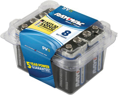 BATTERY ALKALINE RAYOVAC - 9V - PK OF 8 - A1604-8PPK