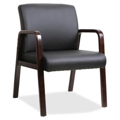 CHAIR GUEST BLACK BONDED LEATHER - WOOD FRAME - ESPRESSO