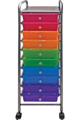 ORGANIZER - 10 DRAWER MOBILE - METALLIC RAILS/KNOBS - MULTI COLOR