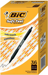 PEN SOFT FEEL RETRACTABLE MED BLACK 1.0MM PACK OF 36
