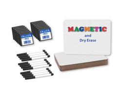 DRY ERASE MAGNETIC BOARD 9X12 IN ERASERS AND PENS CLASS SET OF 12
