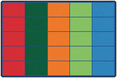 CARPETS FOR KIDS - PREMIUM COLORFUL ROWS SEATING - 6 FT X 9 FT RECTANGLE - SEATS 25