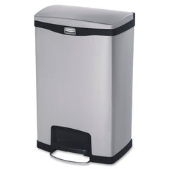 RECEPTACLE - SP RICHARDS CO - SLIM JIM METAL FRONT STEP-ON CAN - 13 GALLON CAPACITY - 13.7 W X 28.7 H IN - STAINLESS STEEL - EACH