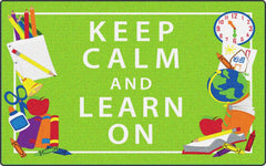FLAGSHIP CARPETS - KEEP CALM AND LEARN ON - 4 FT X 6 FT RECTANGLE - GREEN