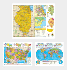 MAP NYSTROM ILLINOIS/ US/WORLD COMBO