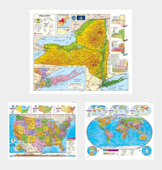 MAP NYSTROM NEW YORK/ US/WORLD COMBO