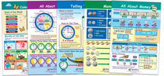 BULLETIN BOARD CHART SET MATH TIME AND MONEY SET OF 5
