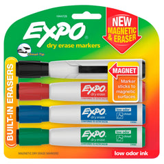 MARKER DRY ERASE EXPO MAGNETIC CHISEL ASST SET OF 4