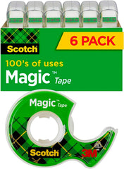 TAPE SCOTCH MAGIC EACH W/DISPR - 0.75 IN X 650 IN - 6 ROLLS