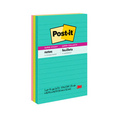 NOTES POST-IT SUPER STICKY LINED SUPERNOVA NEON 4X6 3 PDS 90 SHTS/PAD