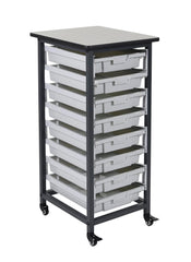 MOBILE BIN STORAGE UNIT-SINGLE ROW-8 BINS-3 DEEP