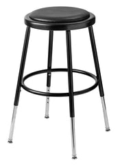 STOOL - NATIONAL PUBLIC SEATING HEAVY DUTY STEEL STOOL - ADJUSTABLE HEIGHT - VINYL PADDED INSET - 25-33 IN - NO BACKREST - SPECIFY FRAME COLOR