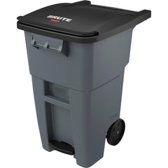 RECEPTACLE - BRUTE STEP-ON ROLLOUT CONTAINER - 50 GALLON CAPACITY - 24 W X 39-2/3 H IN - GRAY COLOR - EACH