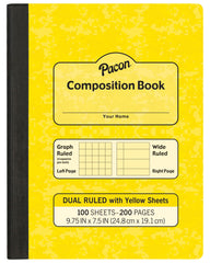 BOOK COMPOSITION DUAL RULED YELLOW 9.75X7.5 200 PG