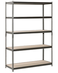 Z-BEAM BOLTLESS STEEL SHELVING WITH PARTICLEBOARD SHELVES - 36X18X60 - SILVER VEIN