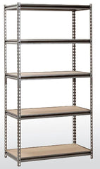Z-BEAM BOLTLESS STEEL SHELVING WITH PARTICLEBOARD SHELVES - 48X24X72 - SILVER VEIN