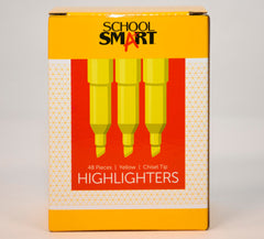 HIGHLIGHTER PEN SCHOOL SMART YELLOW PACK OF 48