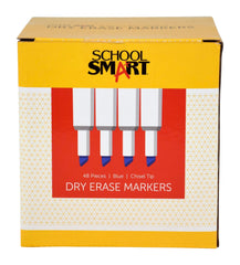 MARKER DRY ERASE CHISEL SCHOOL SMART BLUE PACK OF 48