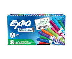 MARKER DRY ERASE EXPO LOW ODOR ASST FINE SET OF 36