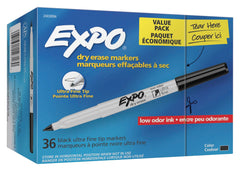 MARKER DRY ERASE EXPO LOW ODOR BLACK ULTRAFINE PACK OF 36