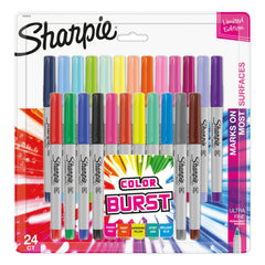 MARKER SHARPIE ASST COLOR BURST ULTRA FINE SET OF 24