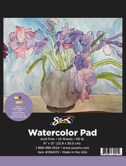 PAPER PAD WATERCOLOR SAX 90 LB 9X12 IN 24 SHTS