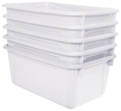 SCHOOL SMART PRIMARY COLORS STORAGE BIN - 7-7/8 X 12-1/4 X 5-3/8 - WHITE - PACK OF 5