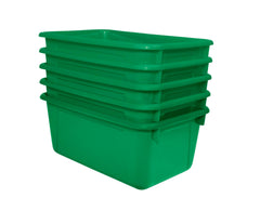 SCHOOL SMART PRIMARY COLORS STORAGE BIN - 7-7/8 X 12-1/4 X 5-3/8 - GREEN - PACK OF 5