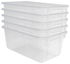 SCHOOL SMART PRIMARY COLORS STORAGE BIN - 7-7/8 X 12-1/4 X 5-3/8 - TRANSLUCENT - PACK OF 5