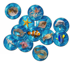 FLAGSHIP CARPETS - INTO THE SEA STOW-N-GO - SET OF 12 - 16-INCH ROUNDS - BLUE COLOR