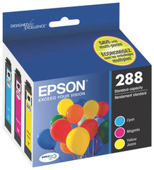 INK TONER CARTRIDGE EPSON DURABRITE EPST288520S TRI-COLOR PK OF 3