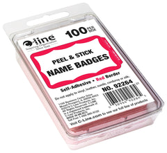 NAME BADGE ADHESIVE RED BORDER PK OF 100 CLI92264