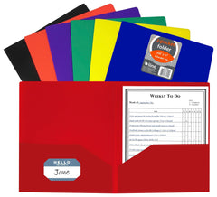FOLDER 2-POCKET HEAVYWEIGHT POLY ASST SET OF 36