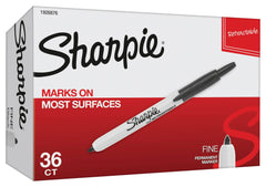 MARKER SHARPIE RETRACTABLE FINE BLACK PACK OF 36